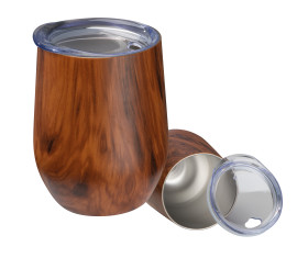 Stainless steel mug with wooden look Brighton